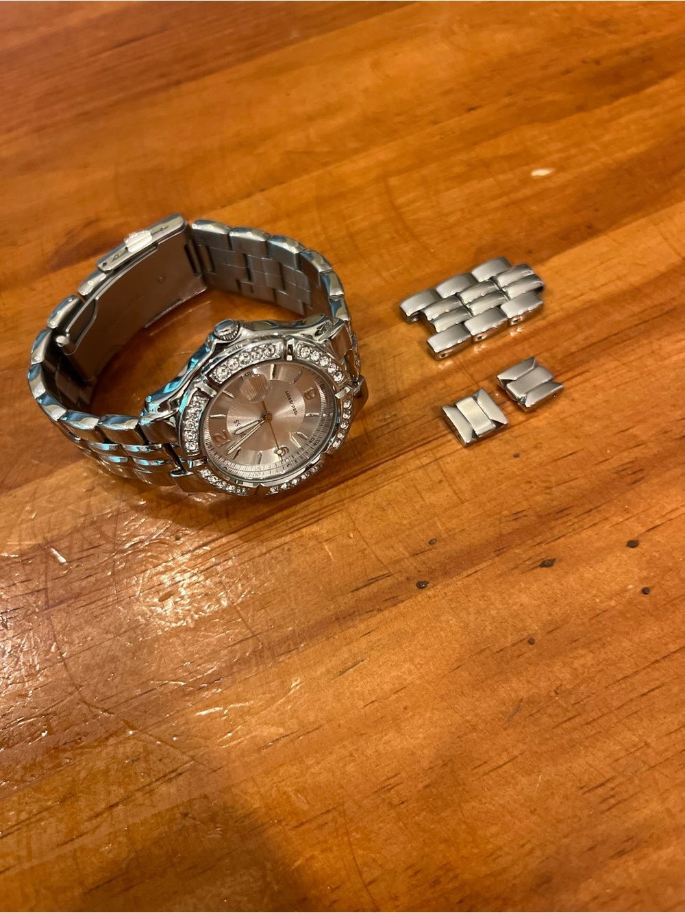 Guess Silver-Tone Crystal Bezel Women's Watch
